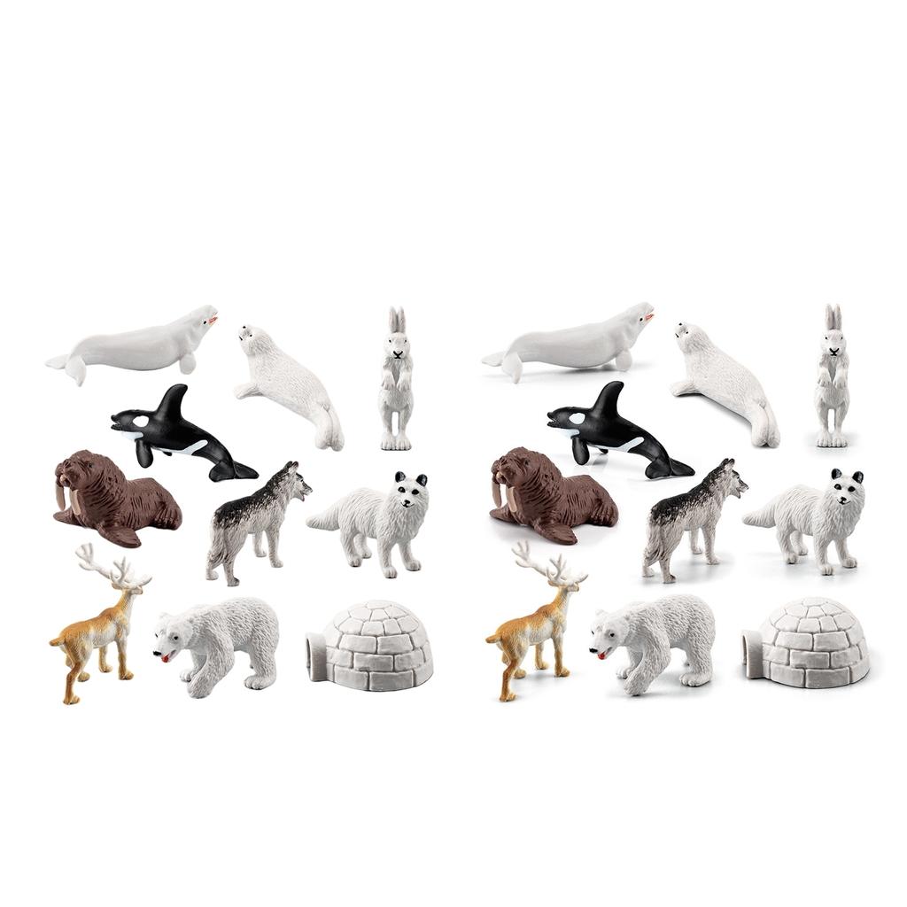 20 현실적인 폴라 동물 인형 미니어처 데스크탑 장식 어린이 선물 세트